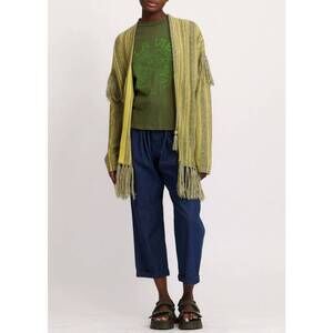 NEW RAQUEL ALLEGRA fringe long stripe cardigan in forest